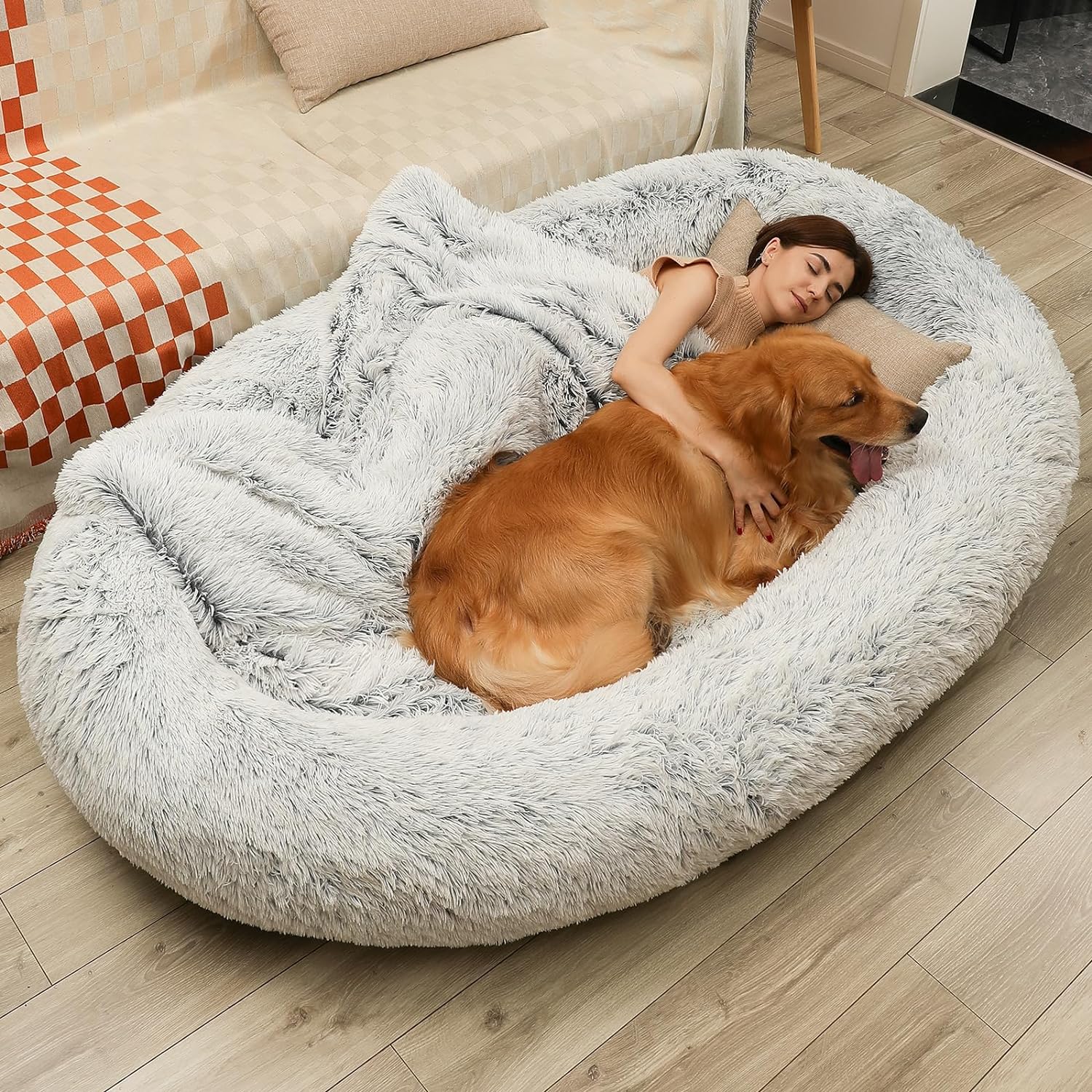 Human Size Dog Bed with Soft Blanket